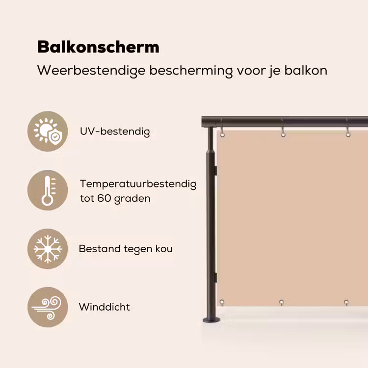 Beige - Kleuren - Effen Balkonbeschermer Duitsland klein 596 -specs_NL