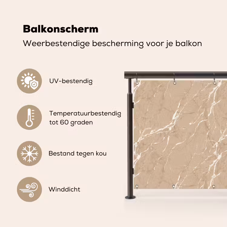 Beige - Marmer - Organisch - Wit Balkonbeschermer Duitsland klein 596 -specs_NL