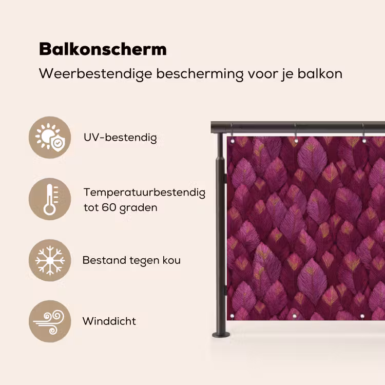 Bladeren - Patroon - Burgundy Balkonbeschermer Duitsland klein 596 -specs_NL