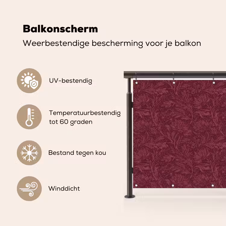 Bladeren - Patroon - Paars Balkonbeschermer Duitsland klein 596 -specs_NL