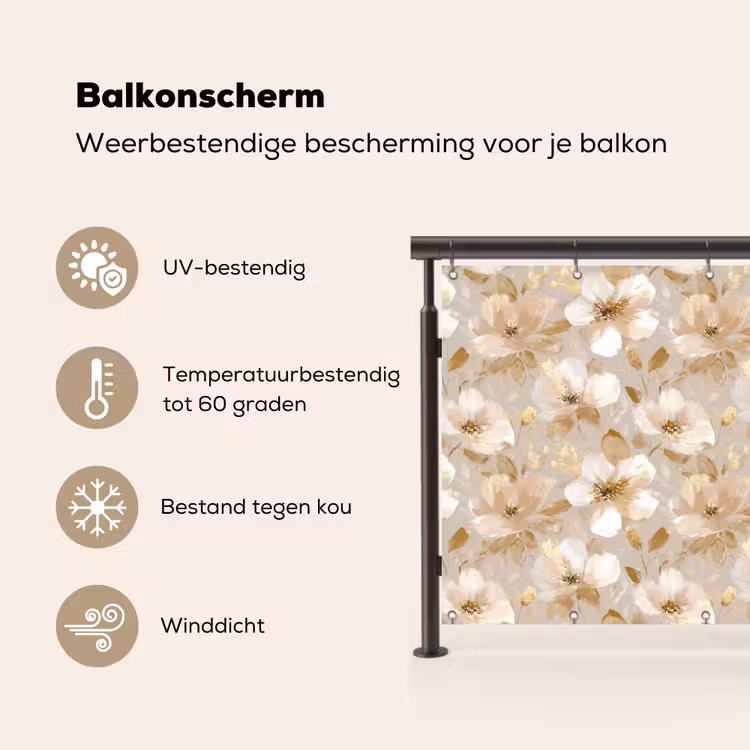 Bloemen - artistiek - Goud Balkonbeschermer Duitsland klein 596 -specs_NL