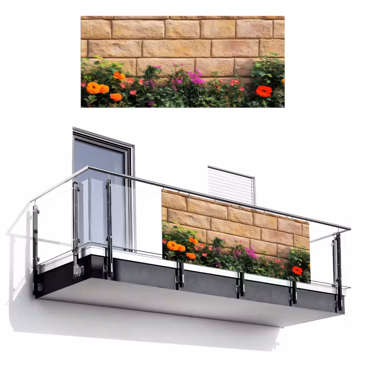 Bloemen - Bakstenen - Kleurrijk Balkonbeschermer Duitsland klein -3d