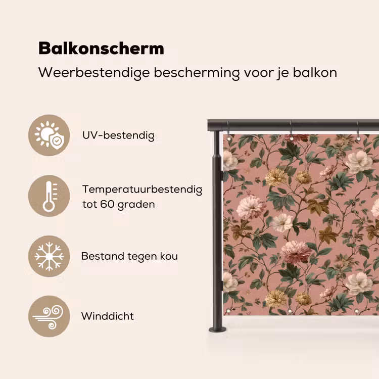 Bloemen - Klassiek - Roze Balkonbeschermer Duitsland klein 596 -specs_NL