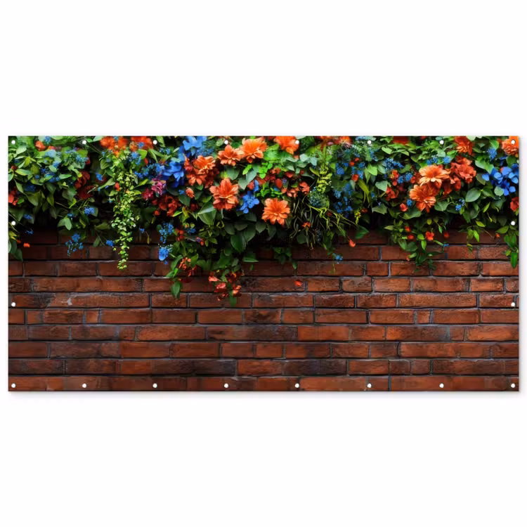 Bloemen - Muur - Groen - Oranje Balkonbeschermer Duitsland klein -zz_3d