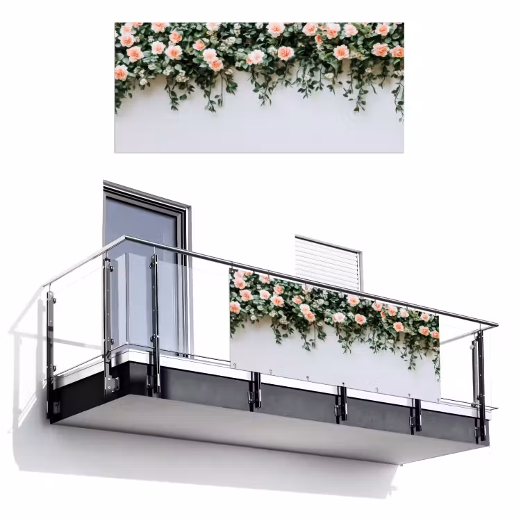 Bloemen - Muur - Rozen - Groen Balkonbeschermer Duitsland klein -3d