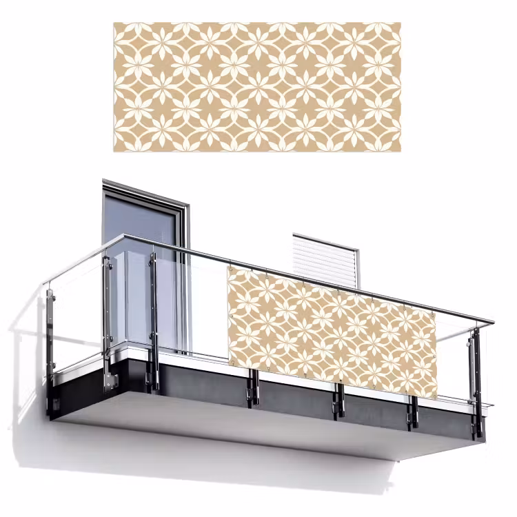 Bloemen - Patroon - Beige Balkonbeschermer Duitsland klein 596 -3d