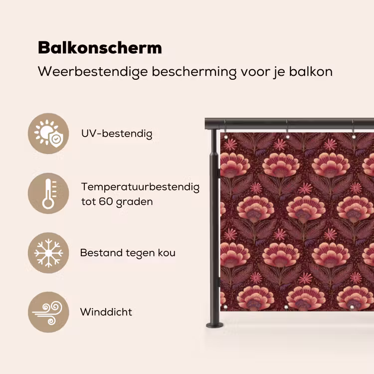 Bloemen - Waaier - Paars Balkonbeschermer Duitsland klein 596 -specs_NL