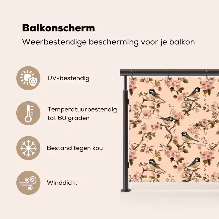 Bloesem - Koolmees - Roze Balkonbeschermer Duitsland klein 596 -specs_NL