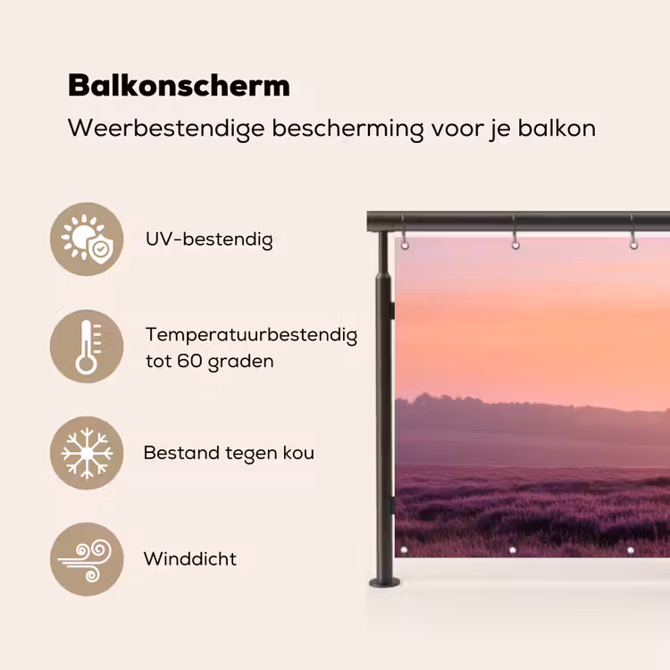 Boom - Heide - Zonsopgang Balkonbeschermer Duitsland klein -specs_NL