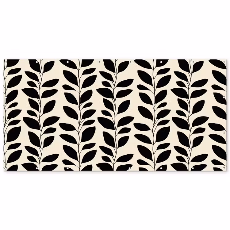 Botanisch - Dessin - Zwart - Beige Balkonbeschermer Duitsland klein 596 -zz_3d