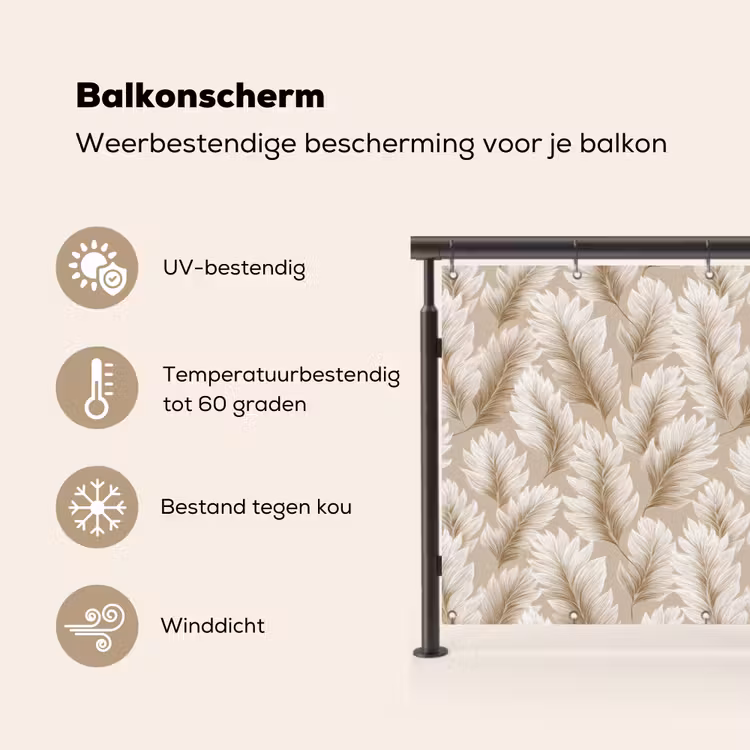 Botanisch - Patroon - Beige Balkonbeschermer Duitsland klein 596 -specs_NL
