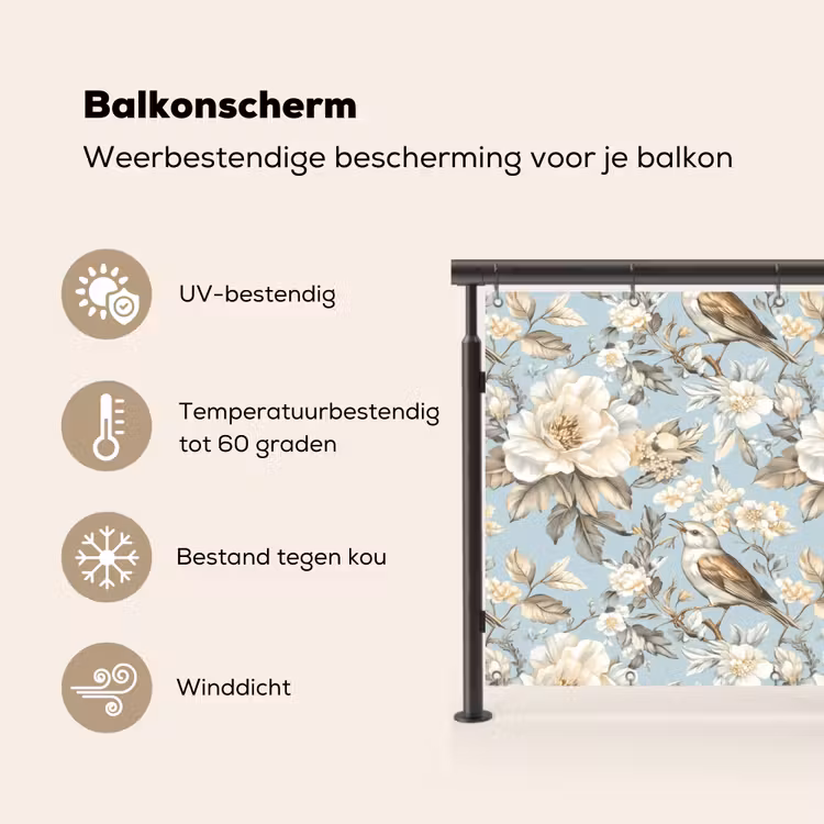 Botanisch - Zangvogel - Blauw Balkonbeschermer Duitsland klein 596 -specs_NL
