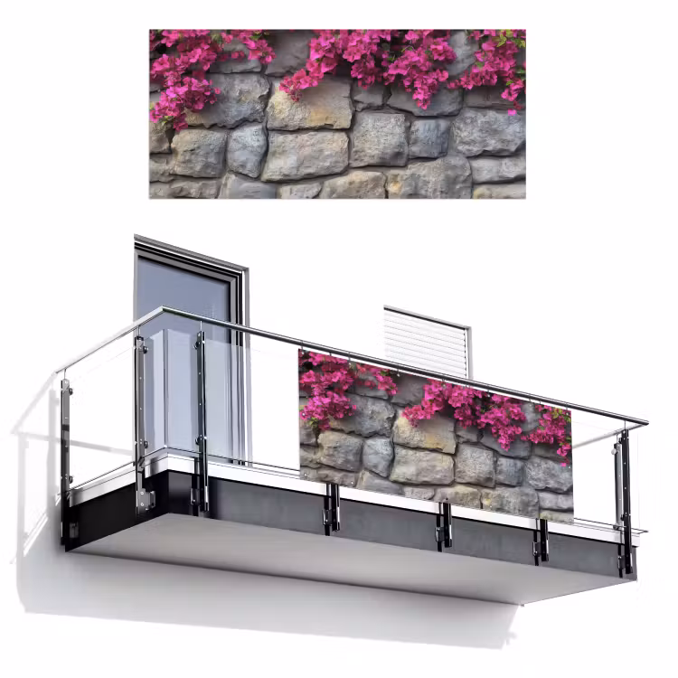 Bougainvillea - Stenen Muur - Roze Balkonbeschermer Duitsland klein -3d