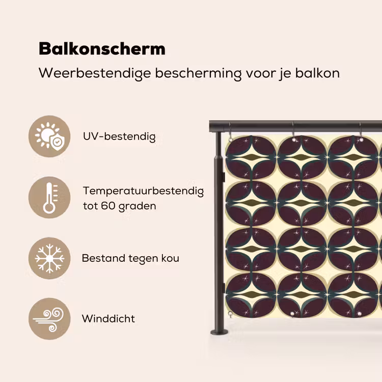 Cirkel - Retro - Kleurrijk Balkonbeschermer Duitsland klein 596 -specs_NL