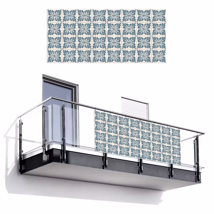 Dessin - Tegel - Blauw Balkonbeschermer Duitsland klein 596 -3d