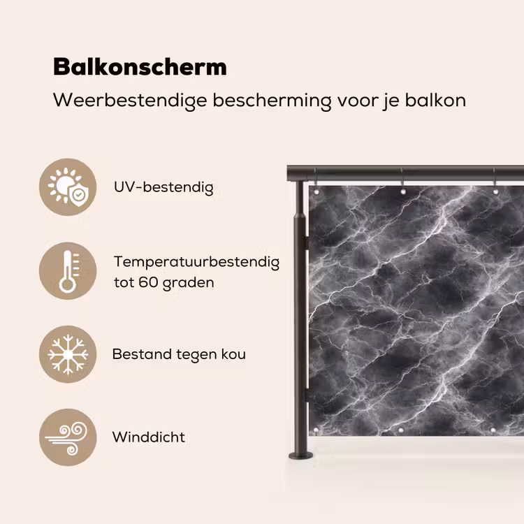 Donkergrijs - Bliksem - Marmer Balkonbeschermer Duitsland klein 596 -specs_NL