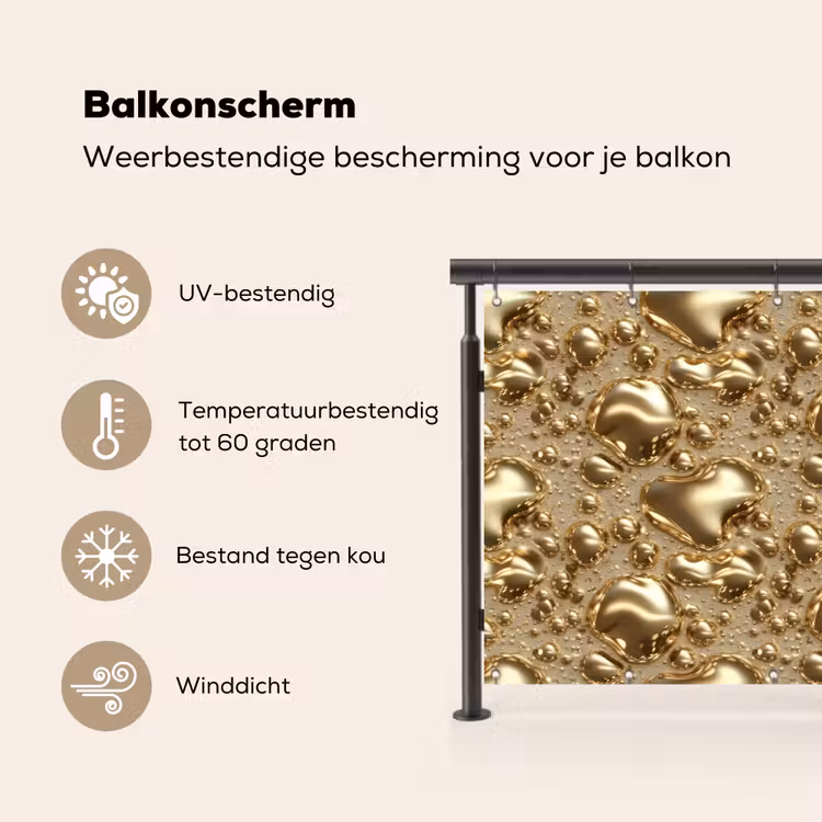 Druppels - Organisch - Goud Balkonbeschermer Duitsland klein 596 -specs_NL