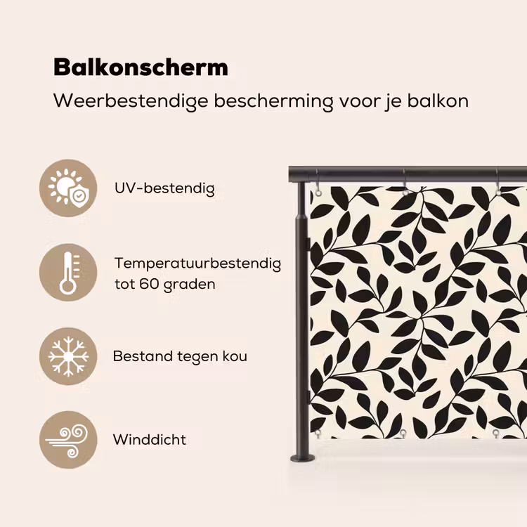 Elegant - Patroon - Zwart - Beige Balkonbeschermer Duitsland klein 596 -specs_NL