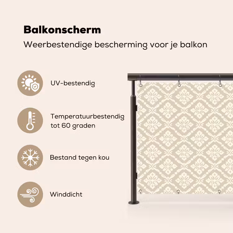 Floraal - Ornament - Beige Balkonbeschermer Duitsland klein 596 -specs_NL
