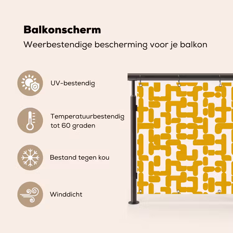 Geel - Beige - Patroon Balkonbeschermer Duitsland klein 596 -specs_NL
