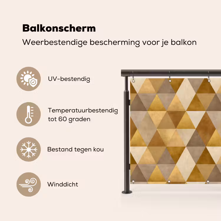 Geometrisch - Driehoek - Goud Balkonbeschermer Duitsland klein 596 -specs_NL