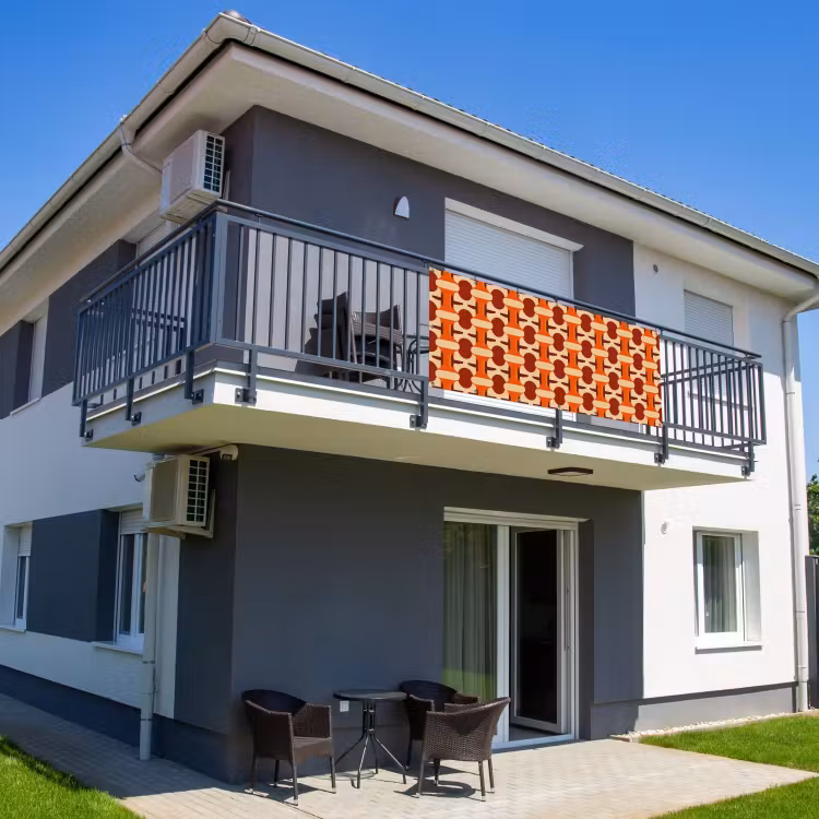 Geometrisch - Retro - Oranje Balkonbeschermer Duitsland klein 596 -sfeer2