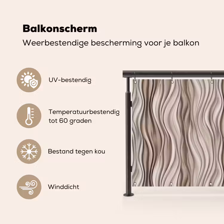 Golven - 3D - Crème Balkonbeschermer Duitsland klein 596 -specs_NL