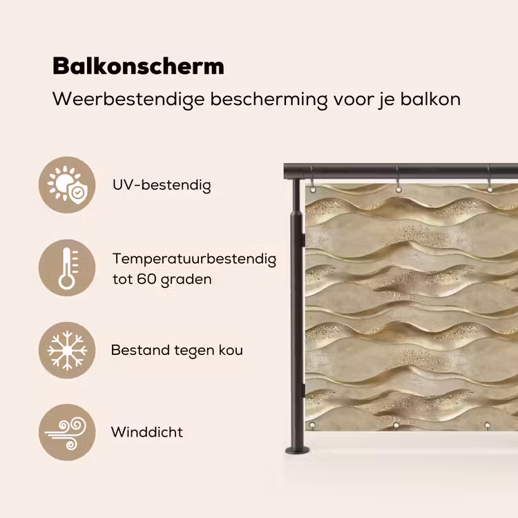 Golven - Patroon - Goud Balkonbeschermer Duitsland klein 596 -specs_NL