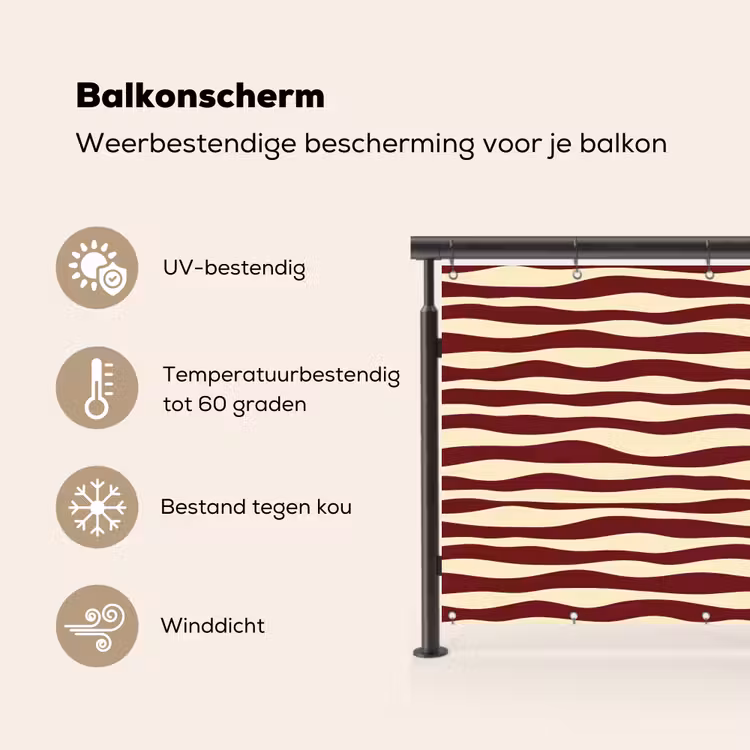 Golven - Rood - Patroon - Crème Balkonbeschermer Duitsland klein 596 -specs_NL