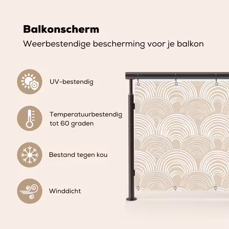 Golven - Structuur - Beige Balkonbeschermer Duitsland klein 596 -specs_NL