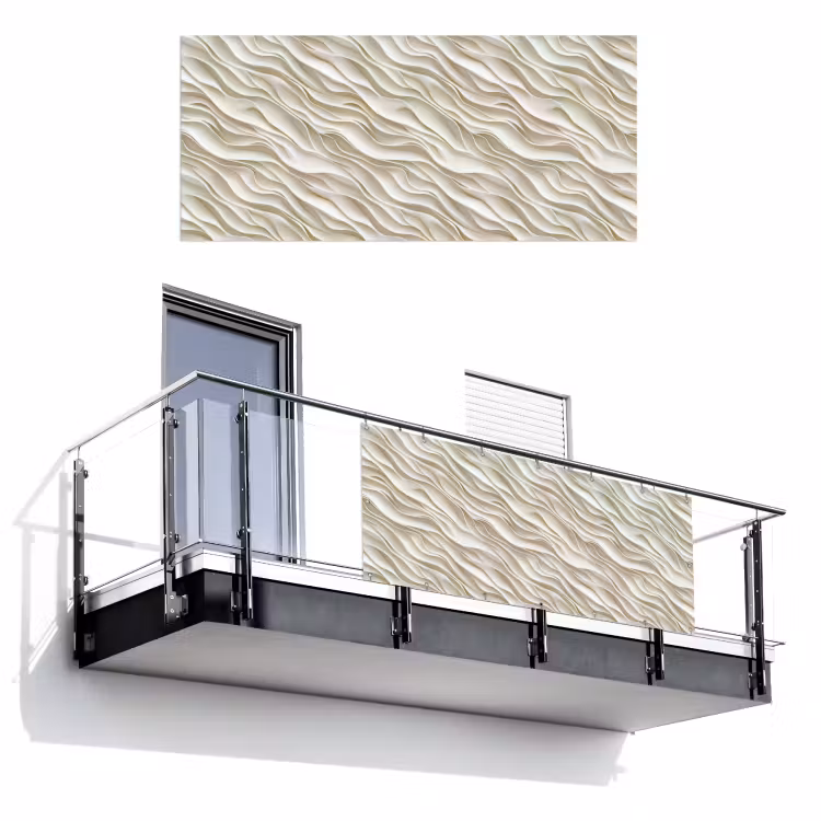 Golven - Wit - Minimalistisch Balkonbeschermer Duitsland klein 596 -3d