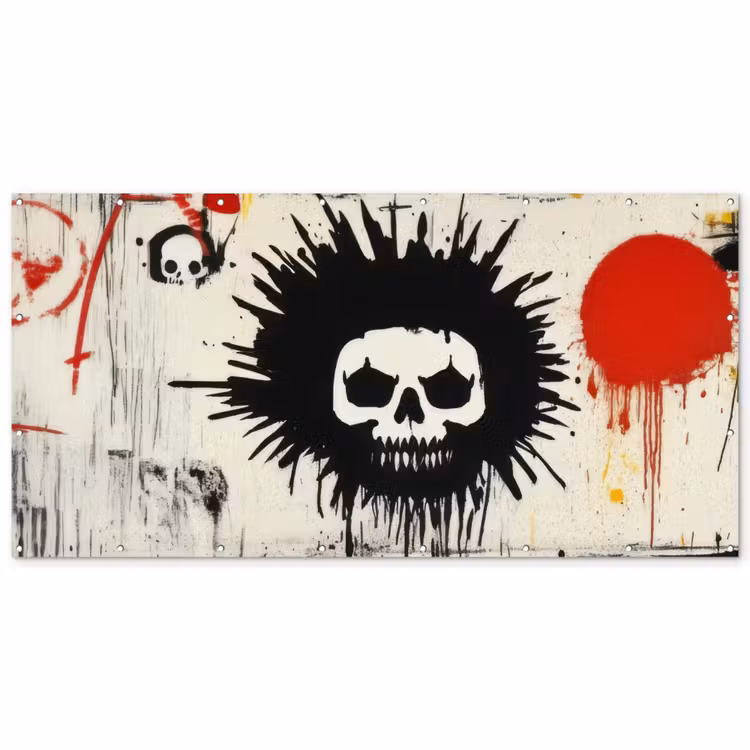 Graffiti - Schedel - Abstract - Rood Balkonbeschermer Duitsland klein -zz_3d