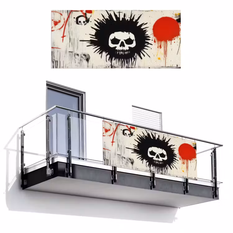 Graffiti - Schedel - Abstract - Rood Balkonbeschermer Duitsland klein -3d