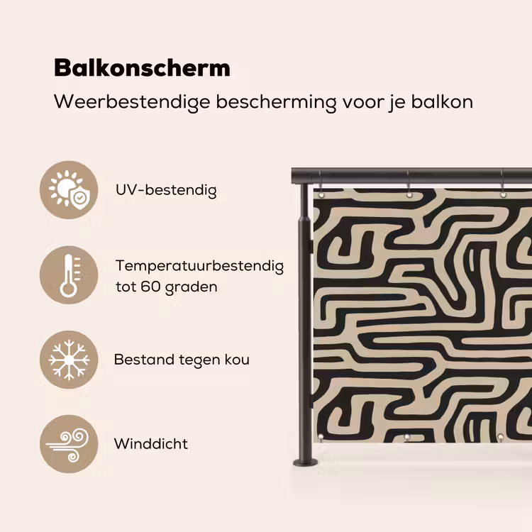 Grafisch - Lijnen - Zwart Balkonbeschermer Duitsland klein 596 -specs_NL