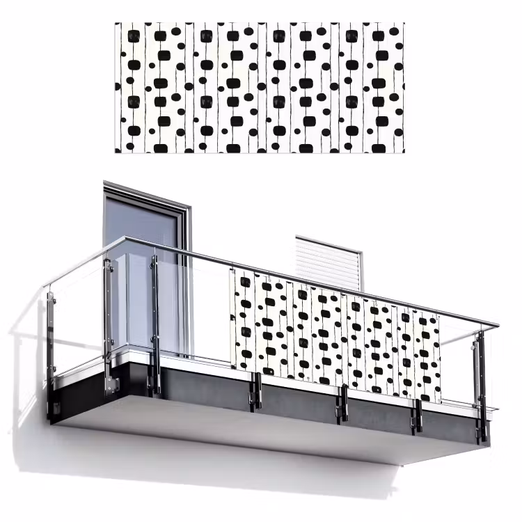 Grafisch - Modern - Zwart Balkonbeschermer Duitsland klein 596 -3d