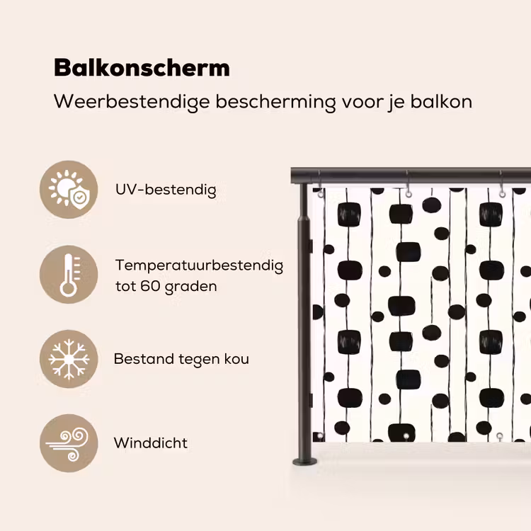 Grafisch - Modern - Zwart Balkonbeschermer Duitsland klein 596 -specs_NL