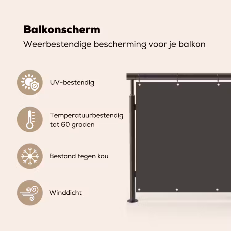 Grijs - Kleuren - Effen Balkonbeschermer Duitsland klein 596 -specs_NL
