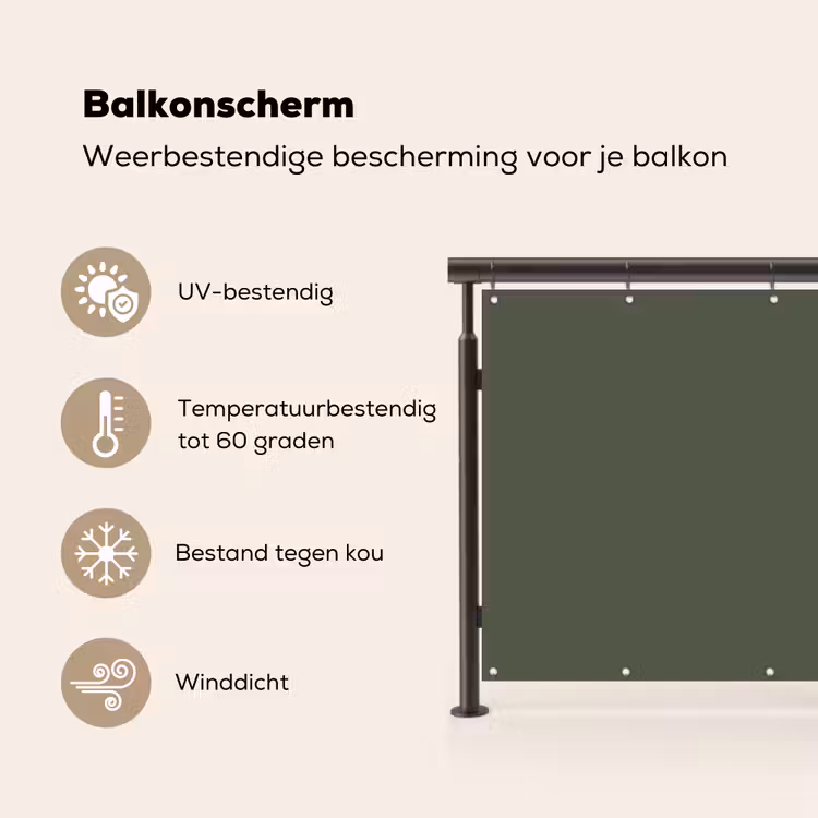 Groen - Effen kleur - Olijfgroen Balkonbeschermer Duitsland klein 596 -specs_NL