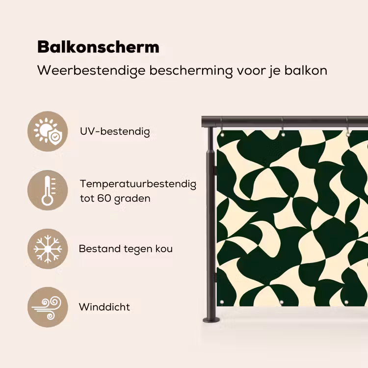 Groen - Organische vlakken - Crème Balkonbeschermer Duitsland klein 596 -specs_NL