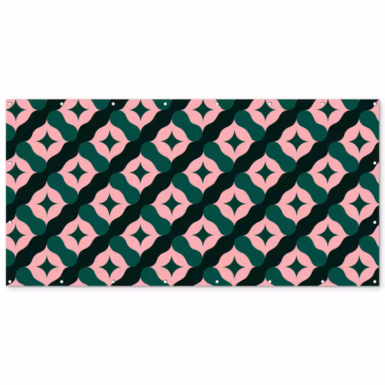 Groen - Roze - Retro - Sterren Balkonbeschermer Duitsland klein 596 -zz_3d