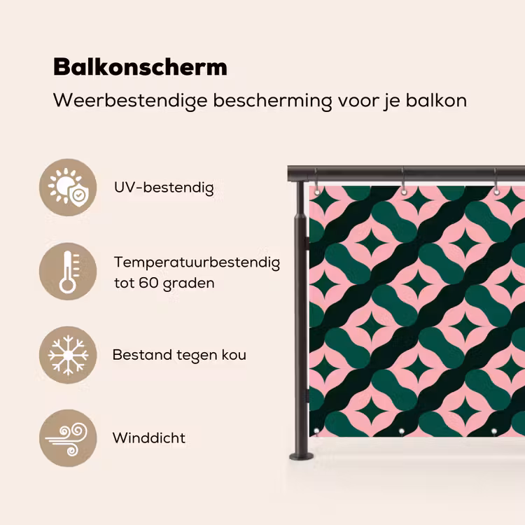 Groen - Roze - Retro - Sterren Balkonbeschermer Duitsland klein 596 -specs_NL