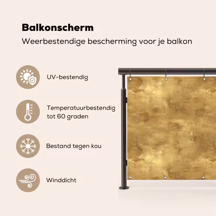 Industrieel - Textuur - Goud Balkonbeschermer Duitsland klein 596 -specs_NL