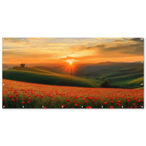 Klaprozen - Bloemen - Heuvels - Zonsondergang Balkonbeschermer Duitsland klein -zz_3d
