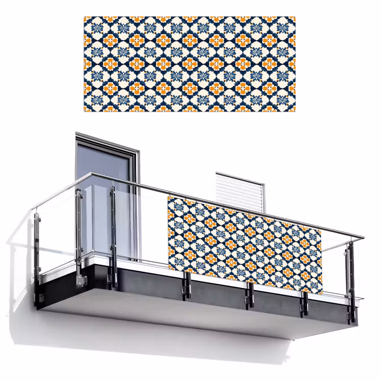 Klassiek - Geometrisch - Blauw Balkonbeschermer Duitsland klein 596 -3d