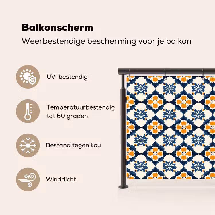 Klassiek - Geometrisch - Blauw Balkonbeschermer Duitsland klein 596 -specs_NL