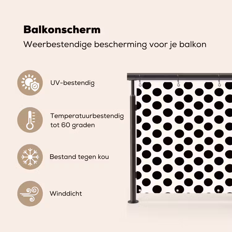 Klassiek - Stippen - Zwart Balkonbeschermer Duitsland klein 596 -specs_NL