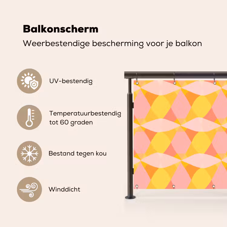 Kleurrijk - Ruitpatroon - Bladvormen Balkonbeschermer Duitsland klein 596 -specs_NL