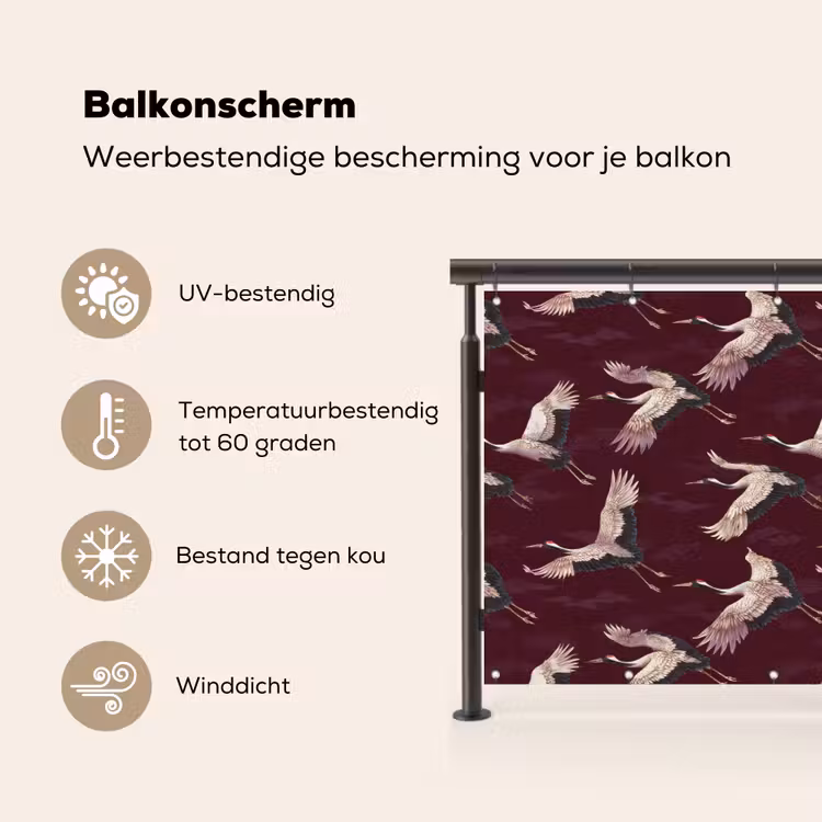 Kraanvogels - Klassiek - Bordeaux Balkonbeschermer Duitsland klein 596 -specs_NL