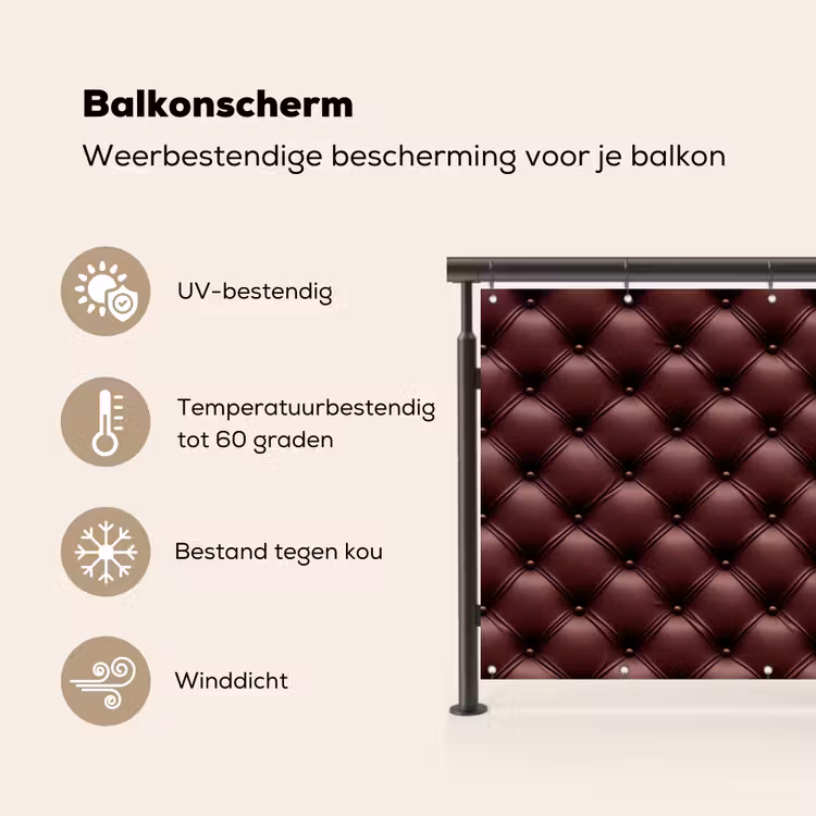 Leer - Patroon - Bordeaux Balkonbeschermer Duitsland klein 596 -specs_NL