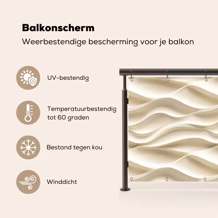 Lijnen - Golvend - Crème Balkonbeschermer Duitsland klein 596 -specs_NL